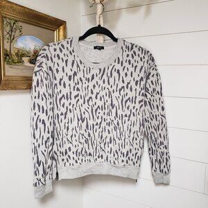 Rails Marlow Grey Abstract Cheetah Zip Pullover Sweatshirt XS